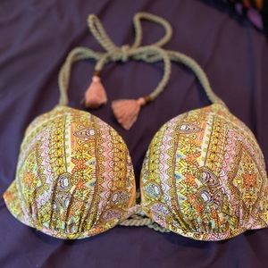 EUC VS Sequin Print Swim Top with Tassels 34D
